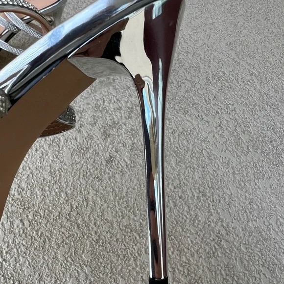 Cult of Coquette Elizabeth silver double bow heels size 8.5 - Picture 9 of 12